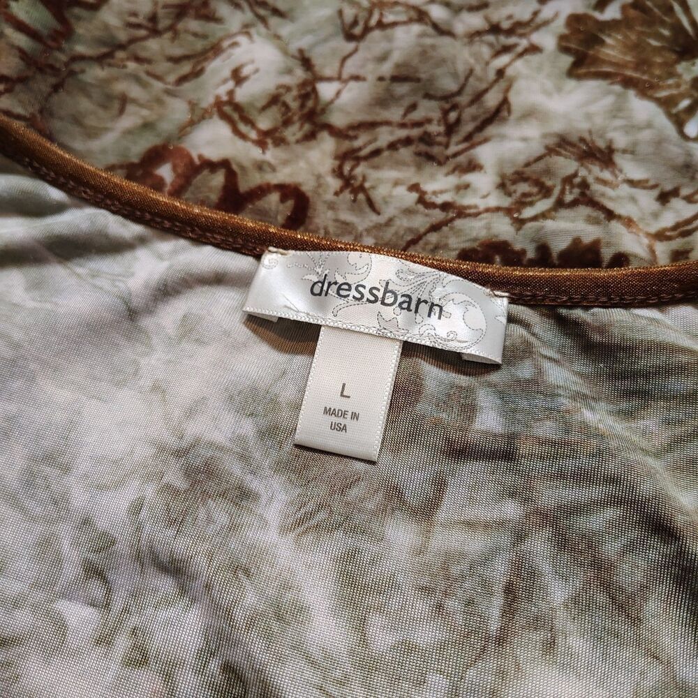 Womens Boho Floral Velvet Top Size L Earthy Brown Cottagecore Festival Hippie - Picture 3 of 8